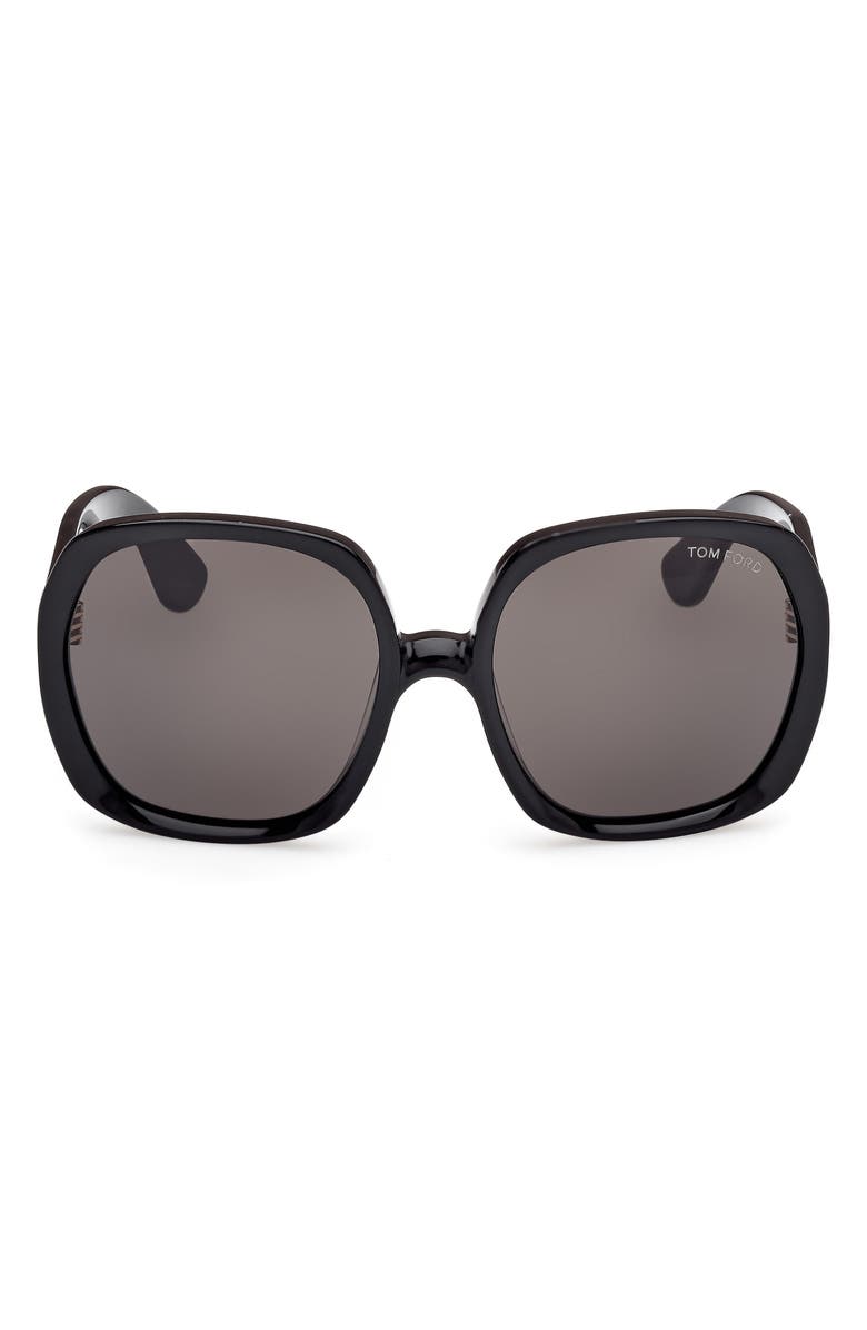 TOM FORD 54mm Square Sunglasses, Alternate, color, Shiny Black / Smoke