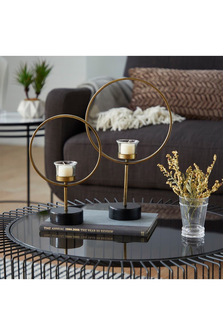 Gold Metal Tealight Candle Holder - Set of 2, Alternate, color, GOLD