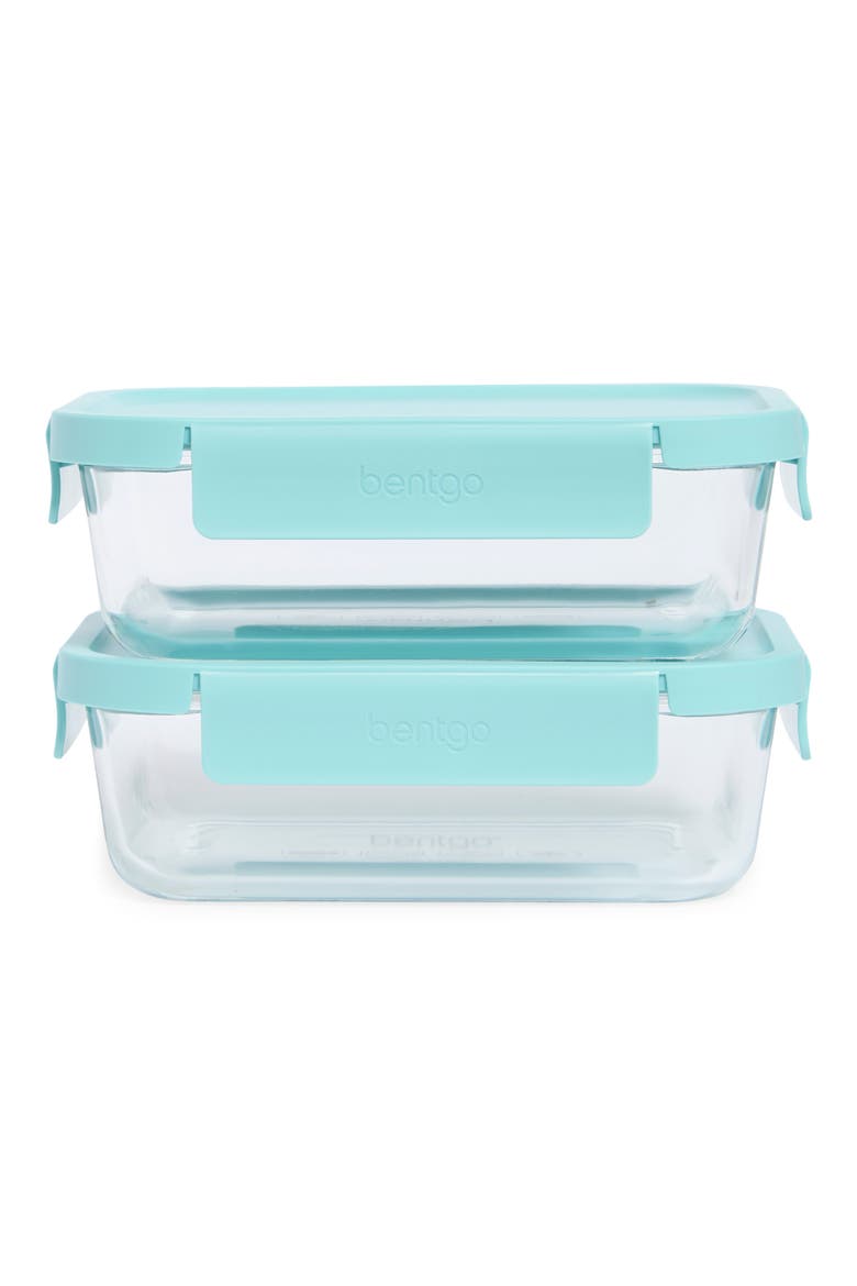 Glass Leak-Proof 4-Piece Glass Food Storage Set, Main, color, AQUA