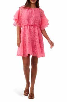 Trina Turk Ferry Flutter Sleeve Burnout Dress