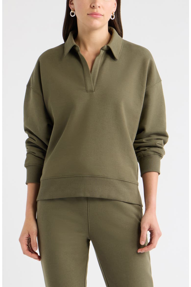 Johnny Collar Sweatshirt, Main, color, OLIVE SARMA