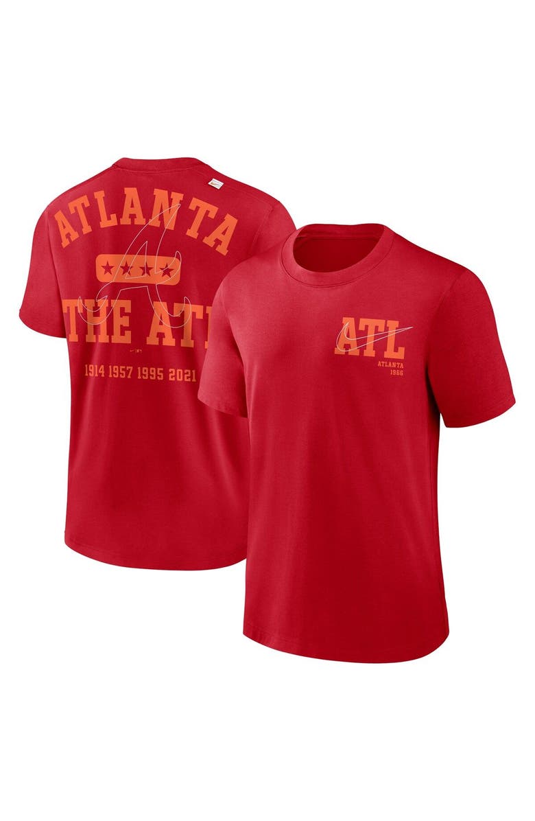 Nike Men's Nike Red Atlanta Braves Statement Game Over T-Shirt, Main, color, 