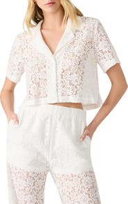 Steve Madden Sandra Lace Crop Button-Up Shirt