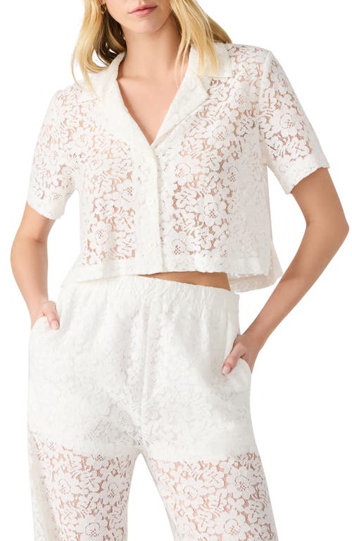 Steve Madden Sandra Lace Crop Button-up Shirt In White
