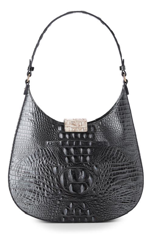 Brahmin Fallon Embossed Leather Shoulder Bag In Black