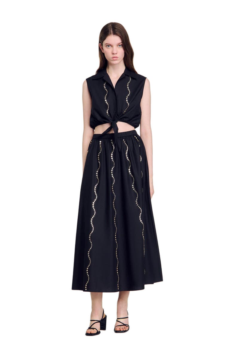 SANDRO Long rhinestone skirt, Alternate, color, 