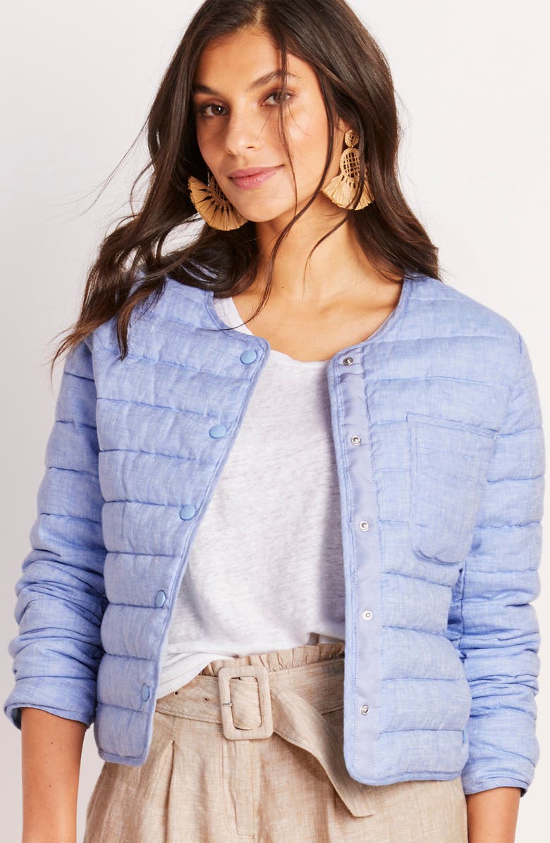 vineyard vines Lightweight Linen Puffer Jacket, Alternate, color, Jake Blue