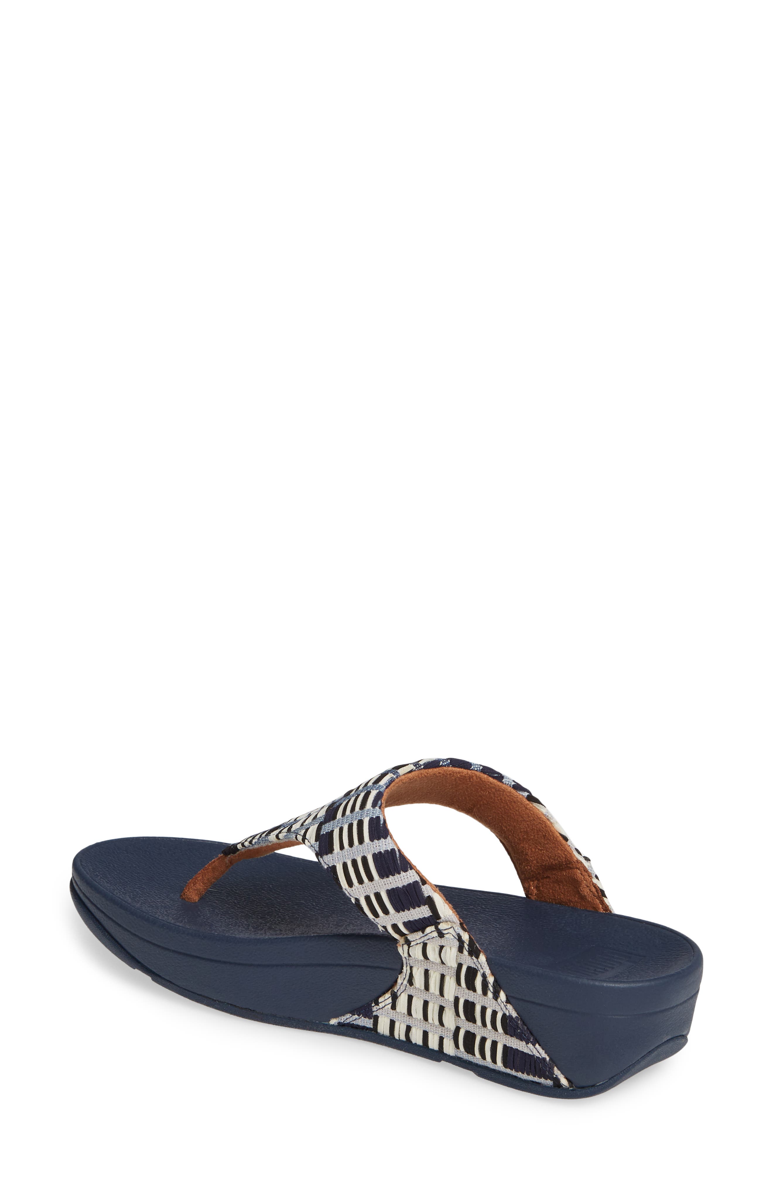 FitFlop Lulu Art Denim Wedge Flip Flop, Alternate, color, 