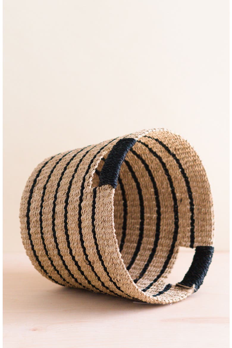 Tapered Basket with Cutout Handles, Alternate, color, Black