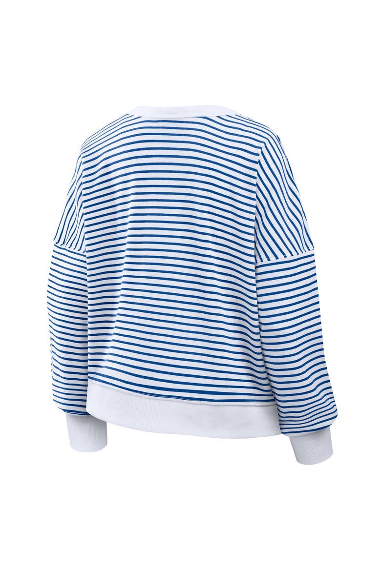 Women's Fanatics White/Royal Buffalo Bills Striped Oversized French Terry Sweatshirt, Alternate, color, White