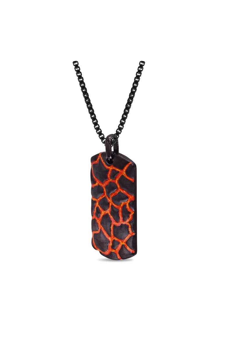 LuvMyJewelry Earth Fire Silver & Enamel Tag Necklace, Alternate, color, Dark Grey