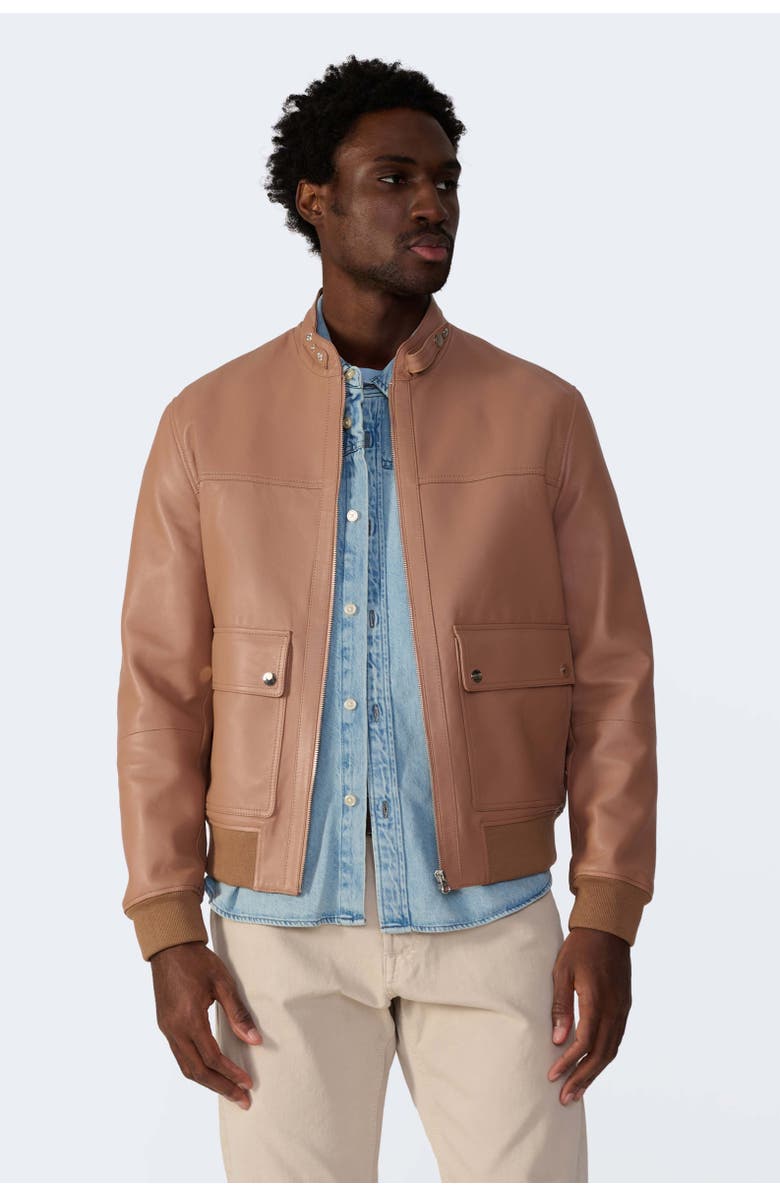 Furniq UK Rafe Leather Jacket, Alternate, color, Mocha Mousse