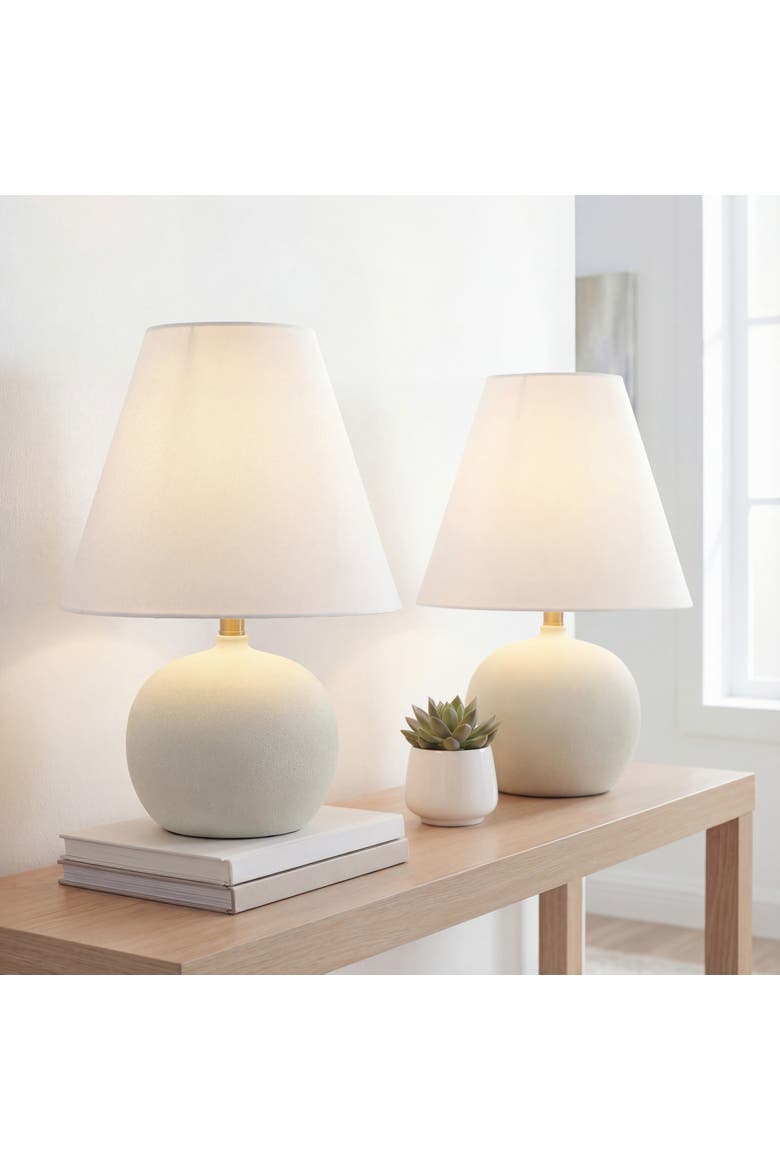 Asher 18.25" Minimalist Scandinavian Resin/Iron Gourd LED Table Lamp, Main, color, Matte Cream