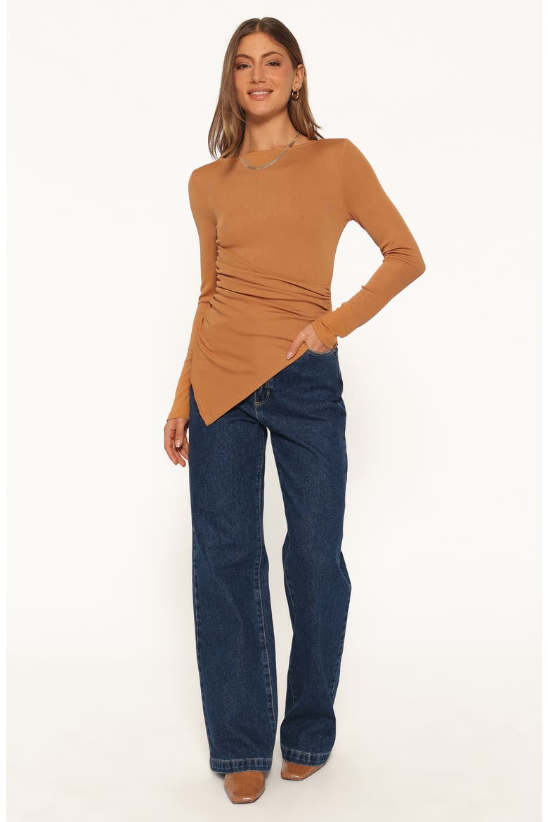 Velda Draped Asymmetrical Knit Top, Alternate, color, TOFFEE BROWN