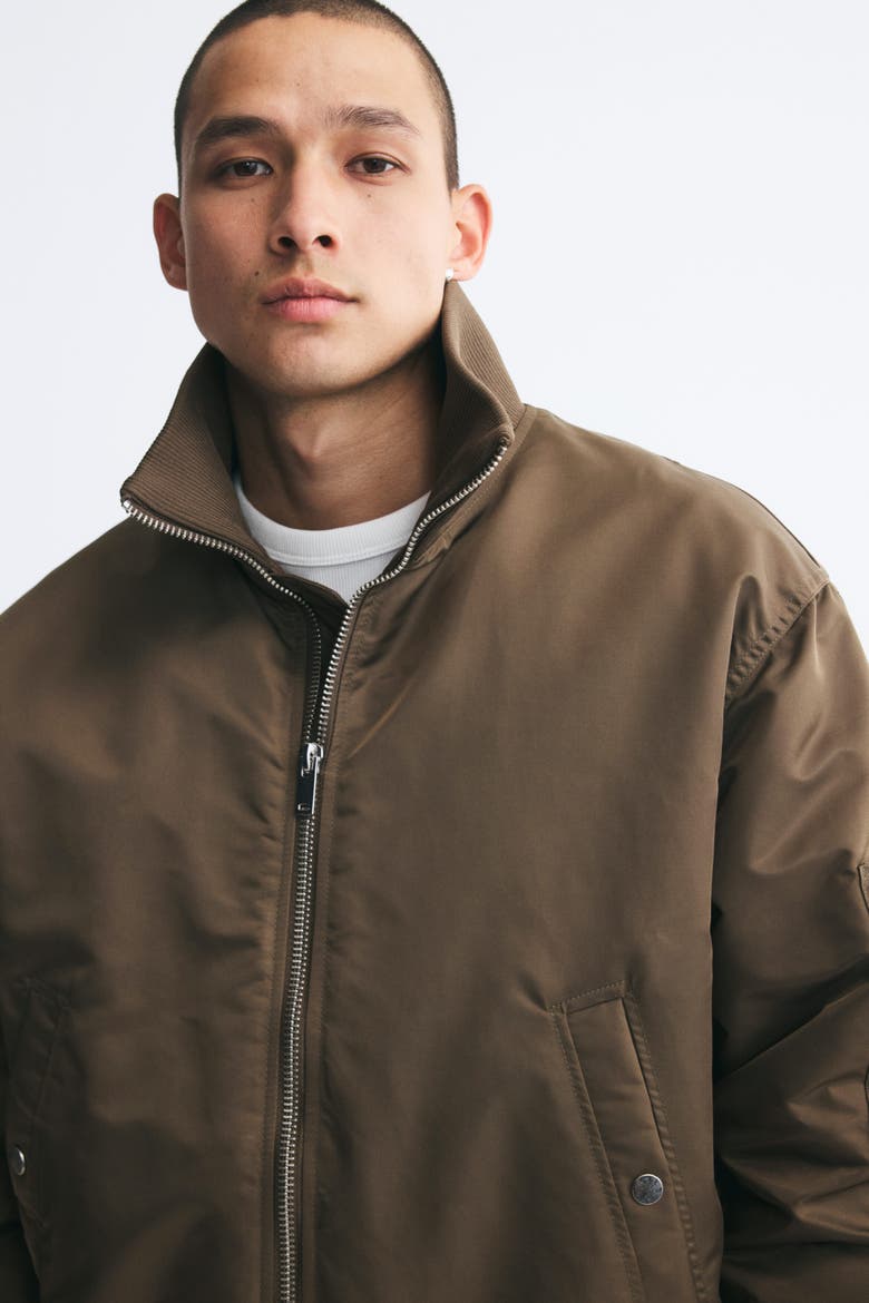 Padded Bomber Jacket, Alternate, color, Dark taupe