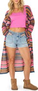 Roxy Sea Wind Longline Open Front Stripe Cardigan