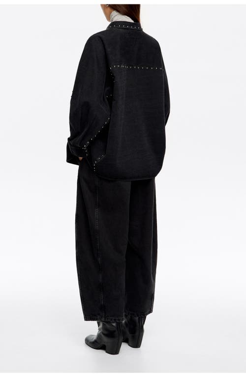 Bimba Y Lola Studded Denim Shirt In Black