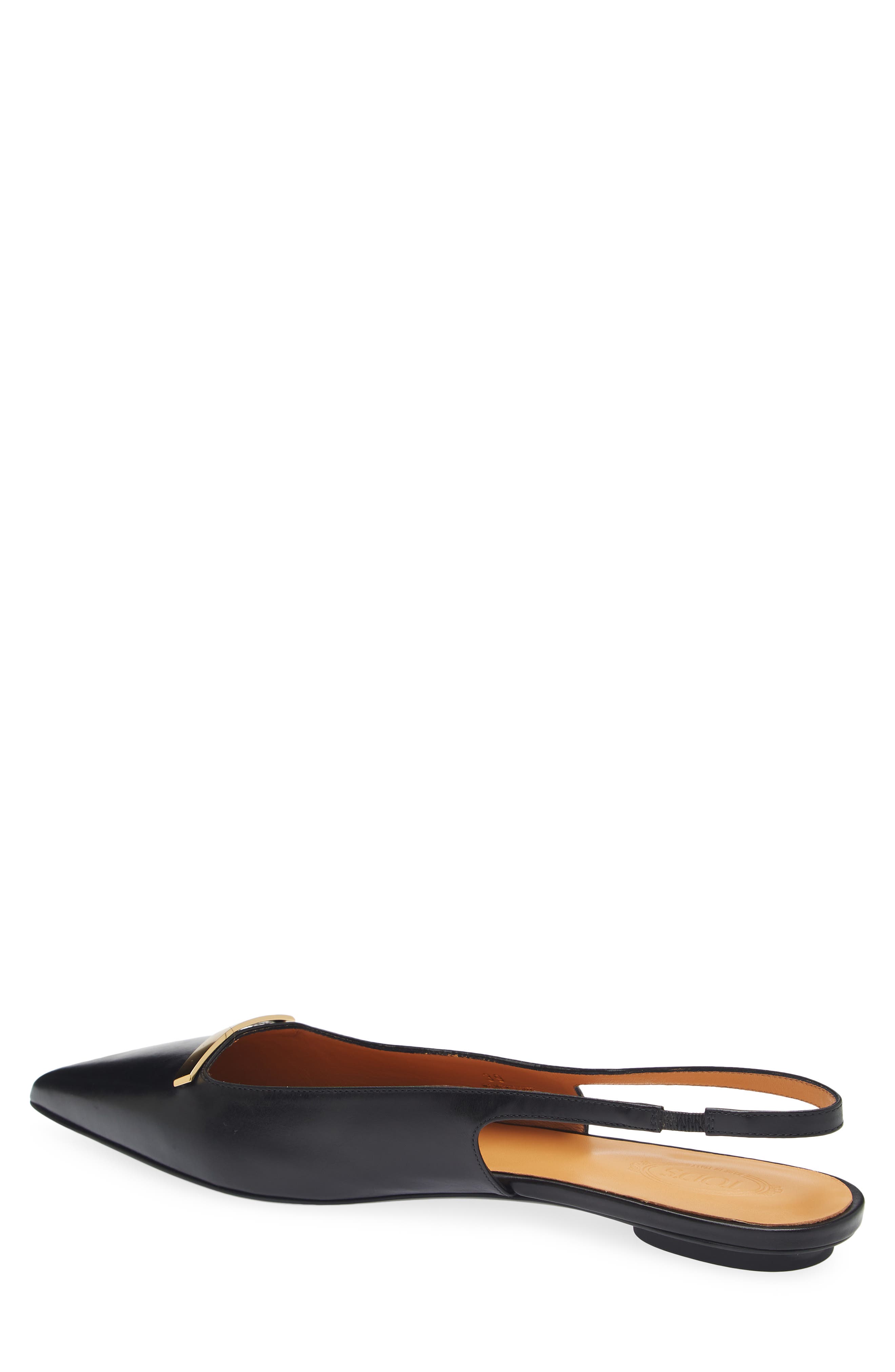 Tod's Barretta Pointed Toe Slingback Flat, Alternate, color, Nero