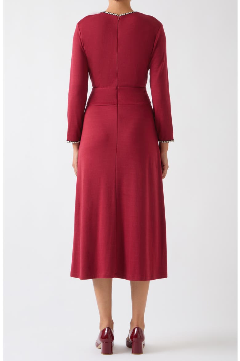 Yvonne Long Sleeve Ponte Midi Dress, Alternate, color, RED