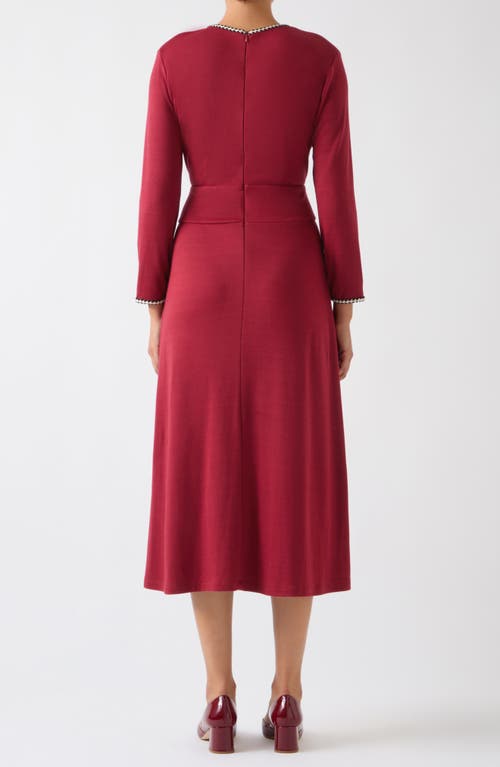Lk Bennett Yvonne Long Sleeve Ponte Midi Dress In Red