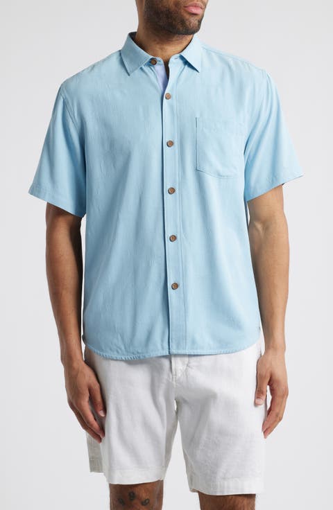 Birdie of Paradise Short Sleeve Silk Graphic Button-Up Shirt