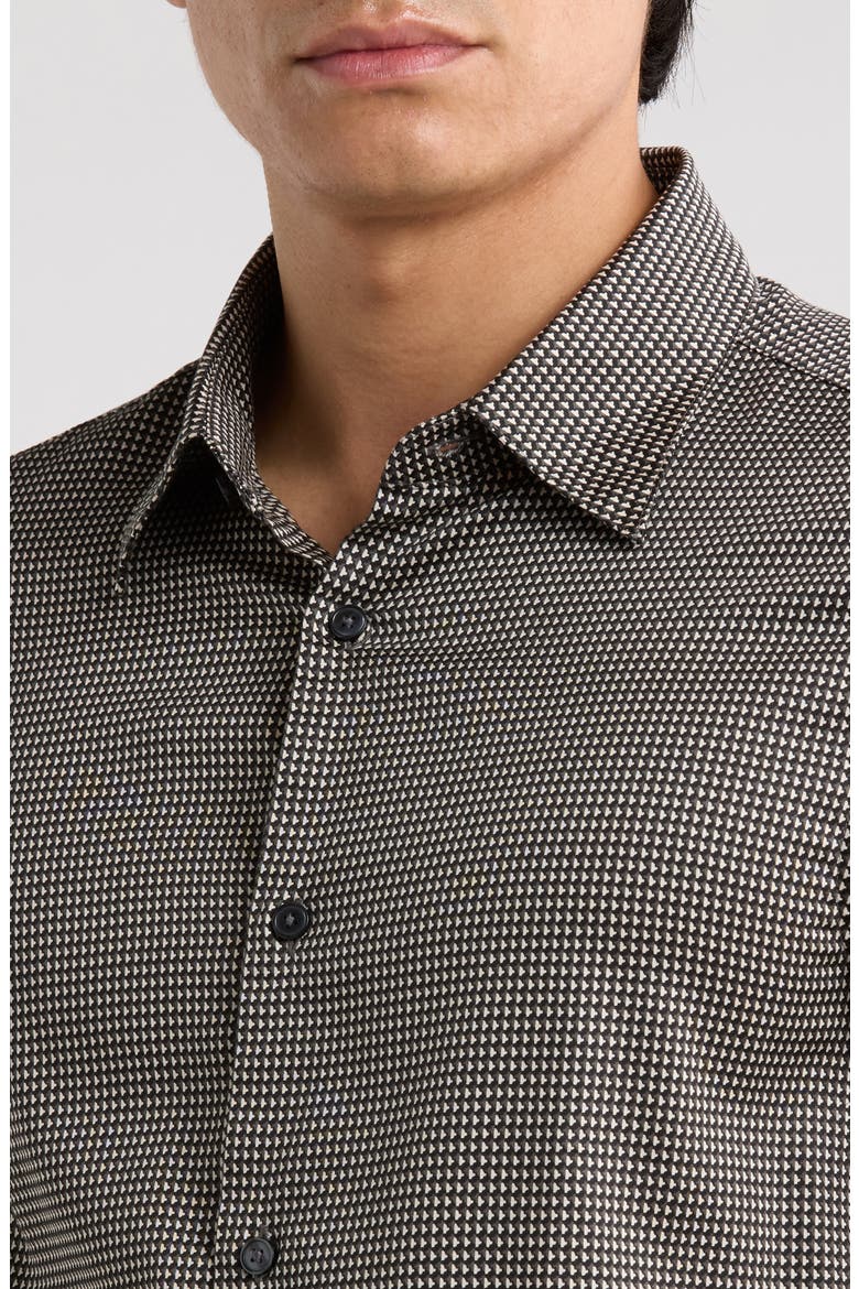 Bird's Eye Stretch Button-Up Shirt, Alternate, color, SOLID BLACK
