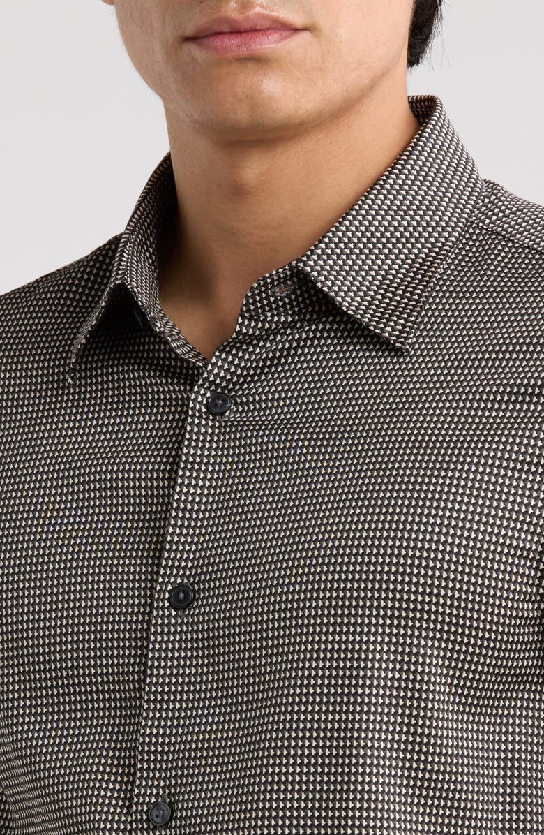 Emporio Armani Bird's Eye Stretch Button-Up Shirt, Alternate, color, Solid Black