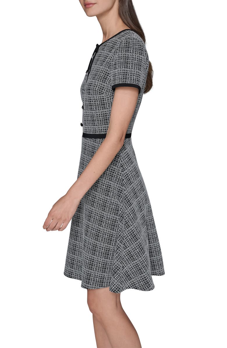KARL LAGERFELD PARIS Knit Jacquard Dress, Alternate, color, Black Soft White