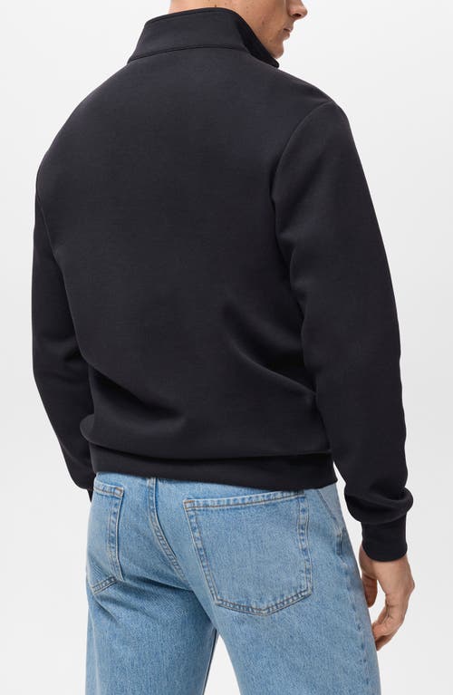 Mango Quarter Zip Sweatshirt In Black