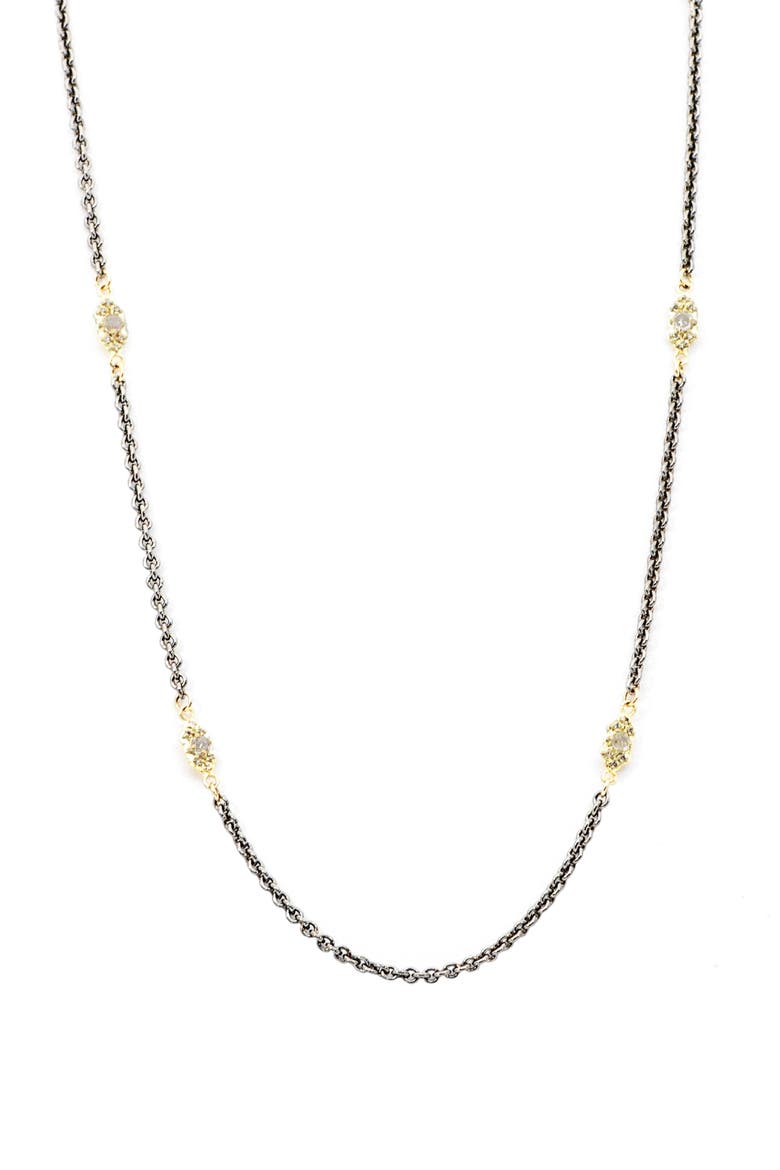 Old World White Sapphire Station Necklace, Main, color, SILVER