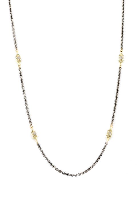 Old World White Sapphire Station Necklace