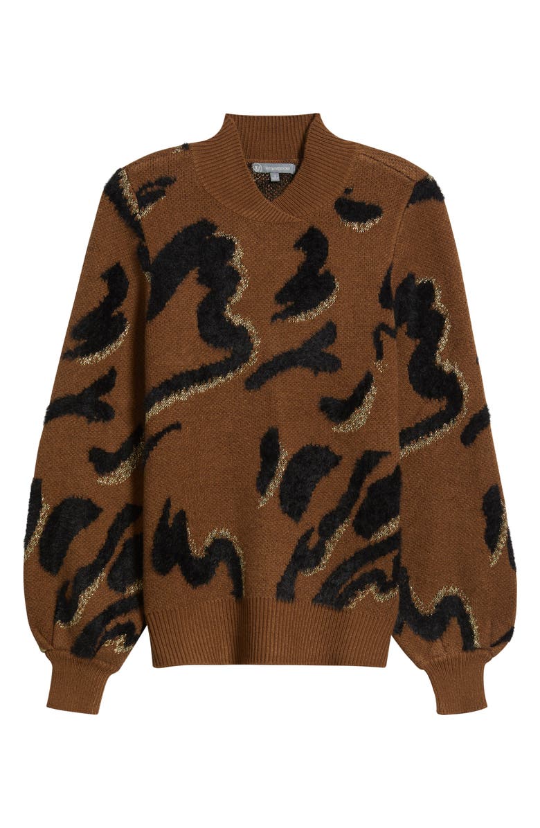 Wit & Wisdom Metallic Jacquard Sweater, Alternate, color, Golden Brown/ Black