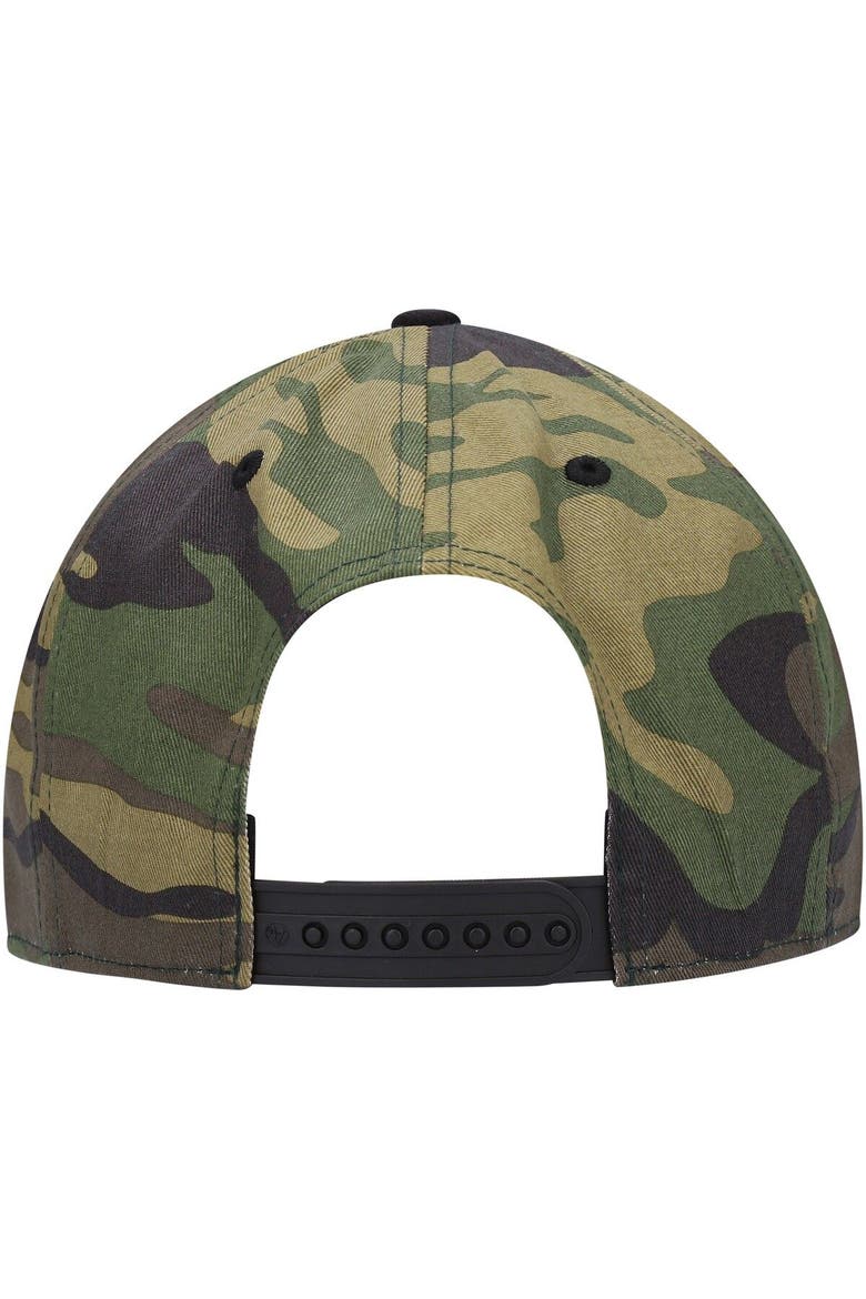 Men's '47 Black/Camo Houston Rockets Bramble Captain Snapback Hat, Alternate, color, Black