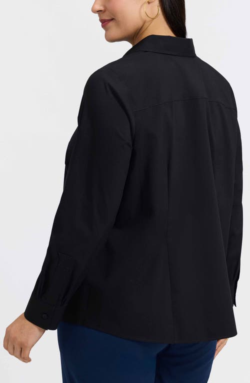 Foxcroft June Stretch Cotton Blend Button-up Shirt In Blue