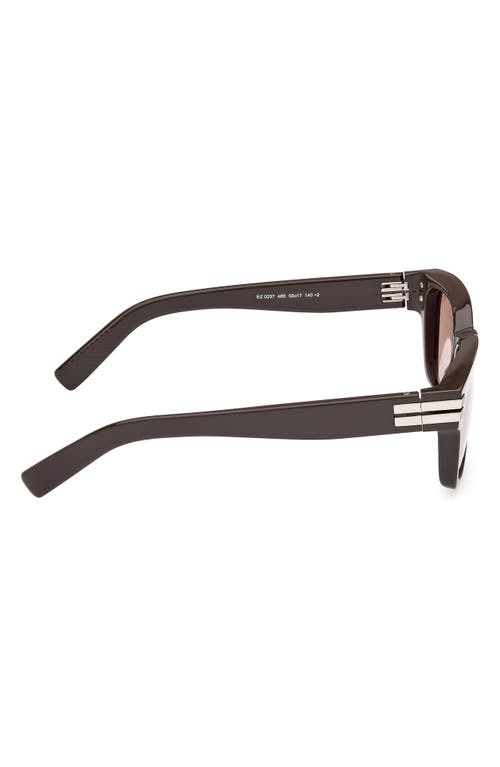 Zegna 55mm Polarized Rectangular Sunglasses In Brown