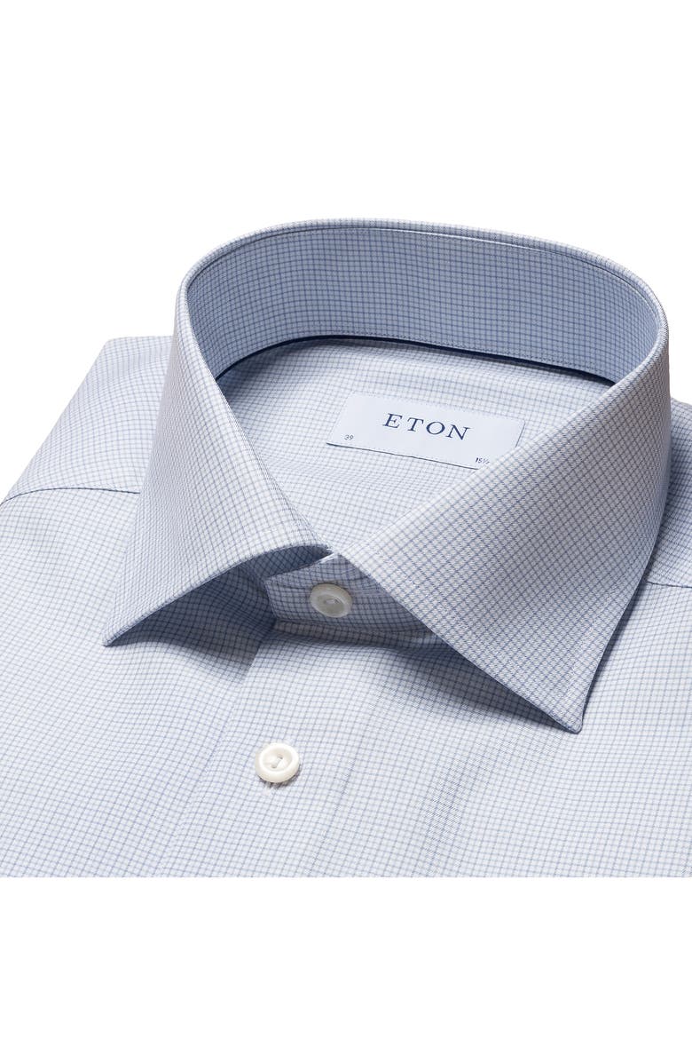 Eton Slim Fit Check Stretch Cotton Blend Dress Shirt, Alternate, color, 