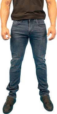Maceoo Distressed Athletic Fit Stretch Jeans