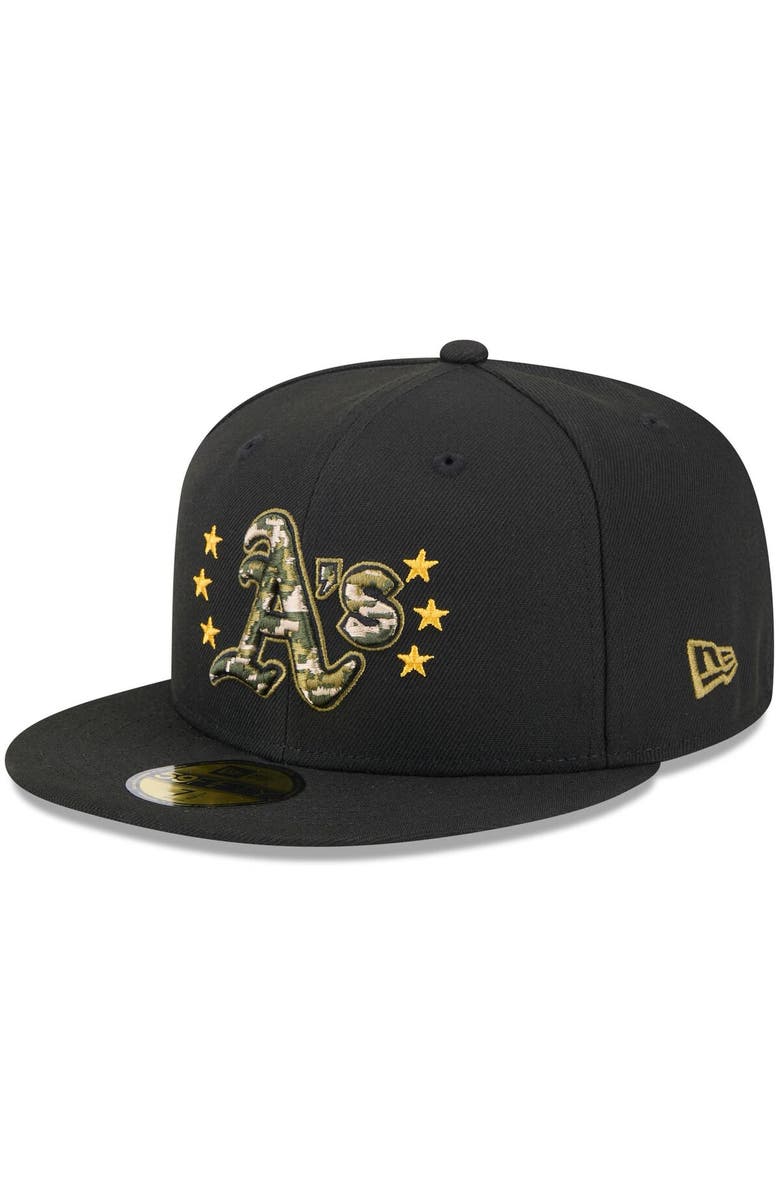 New Era Men's New Era Black Athletics 2024 Armed Forces Day On-Field 59FIFTY Fitted Hat, Alternate, color, Black