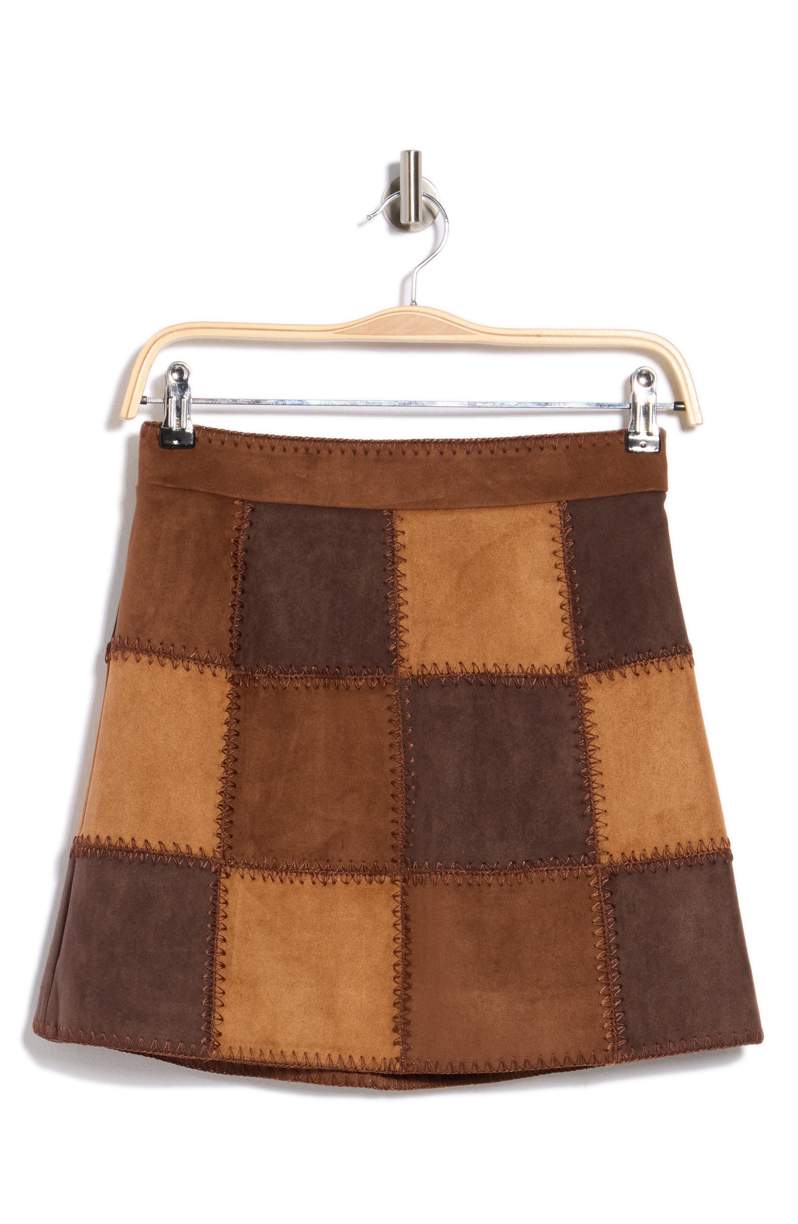 Faux Suede Patch Miniskirt