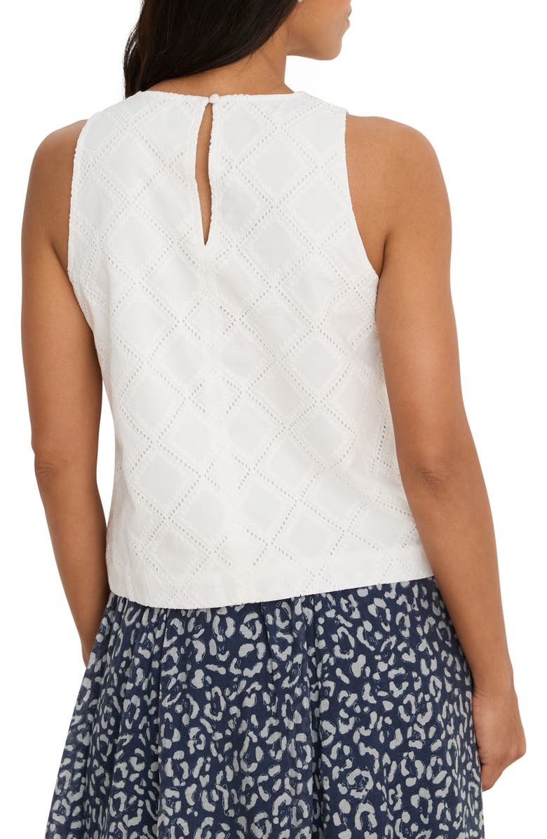 NIC+ZOE Diamond Eyelet Cotton Top, Alternate, color, Paper White