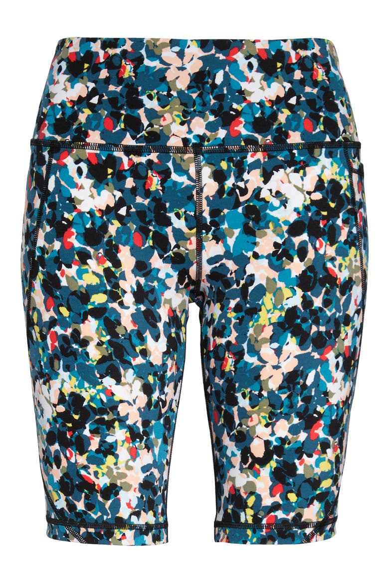 Power High Waist Pocket Bike Shorts, Alternate, color, BLUE FLORAL SPLASH PRINT