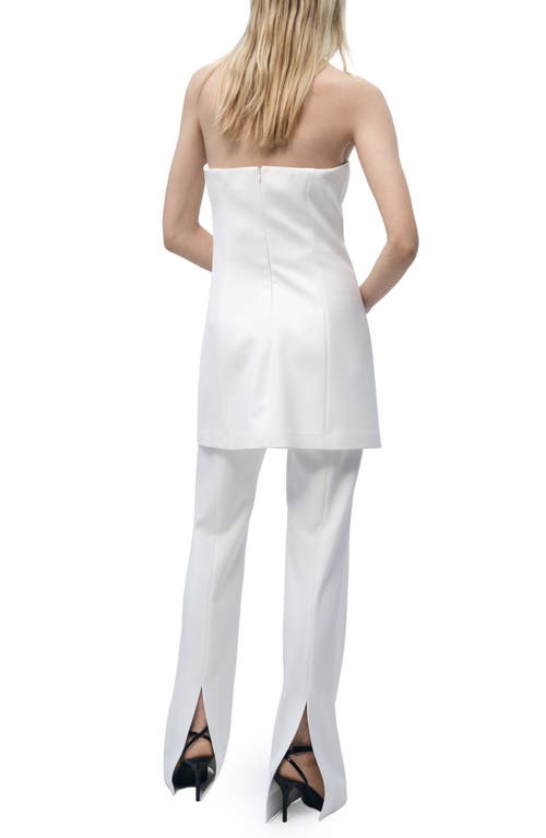 MANGO MANGO STRAPLESS OVERLAY FLARE JUMPSUIT 