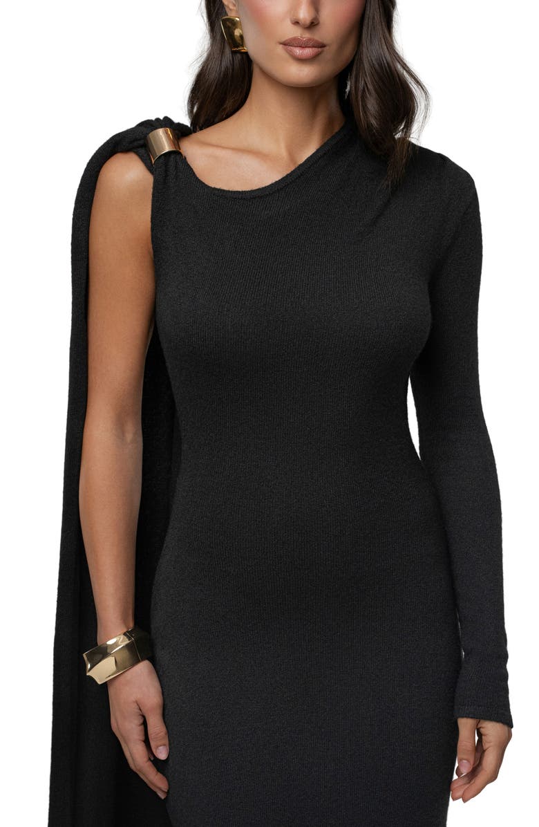 JLUXLABEL Aniza Drape Long Sleeve Maxi Dress, Alternate, color, Black