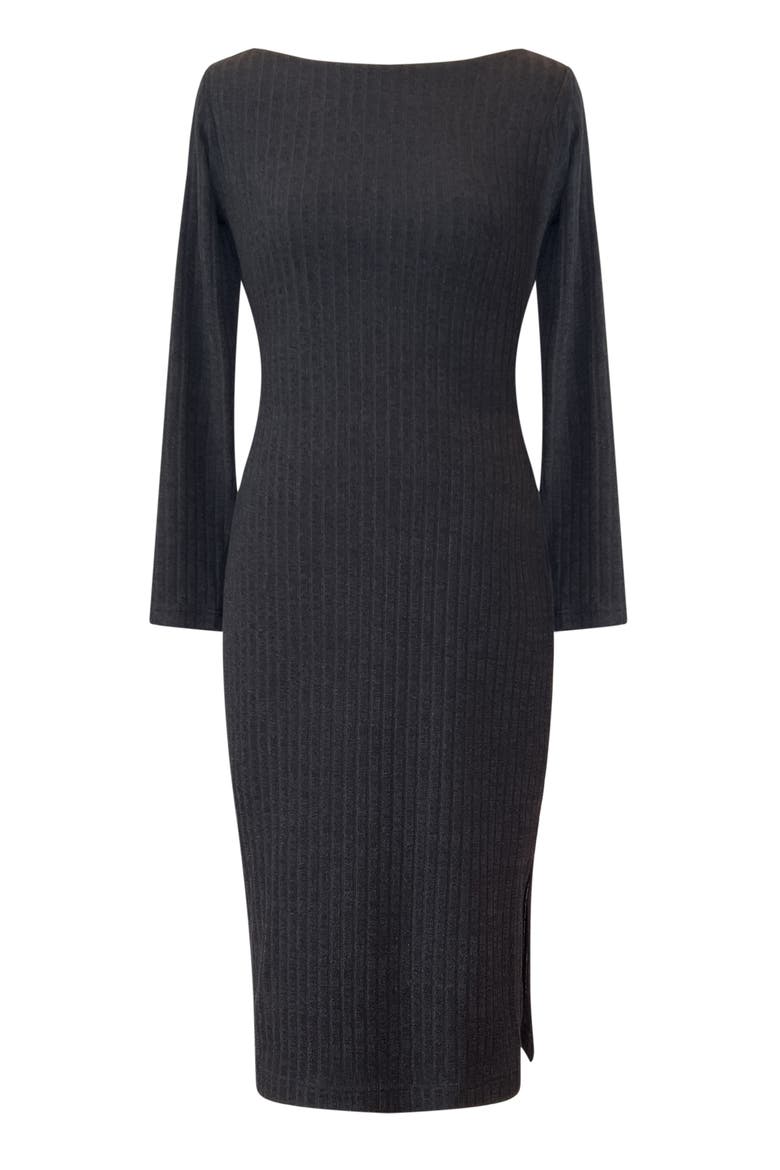 Ribbed Midi Knit Sheath Dress, Alternate, color, Black