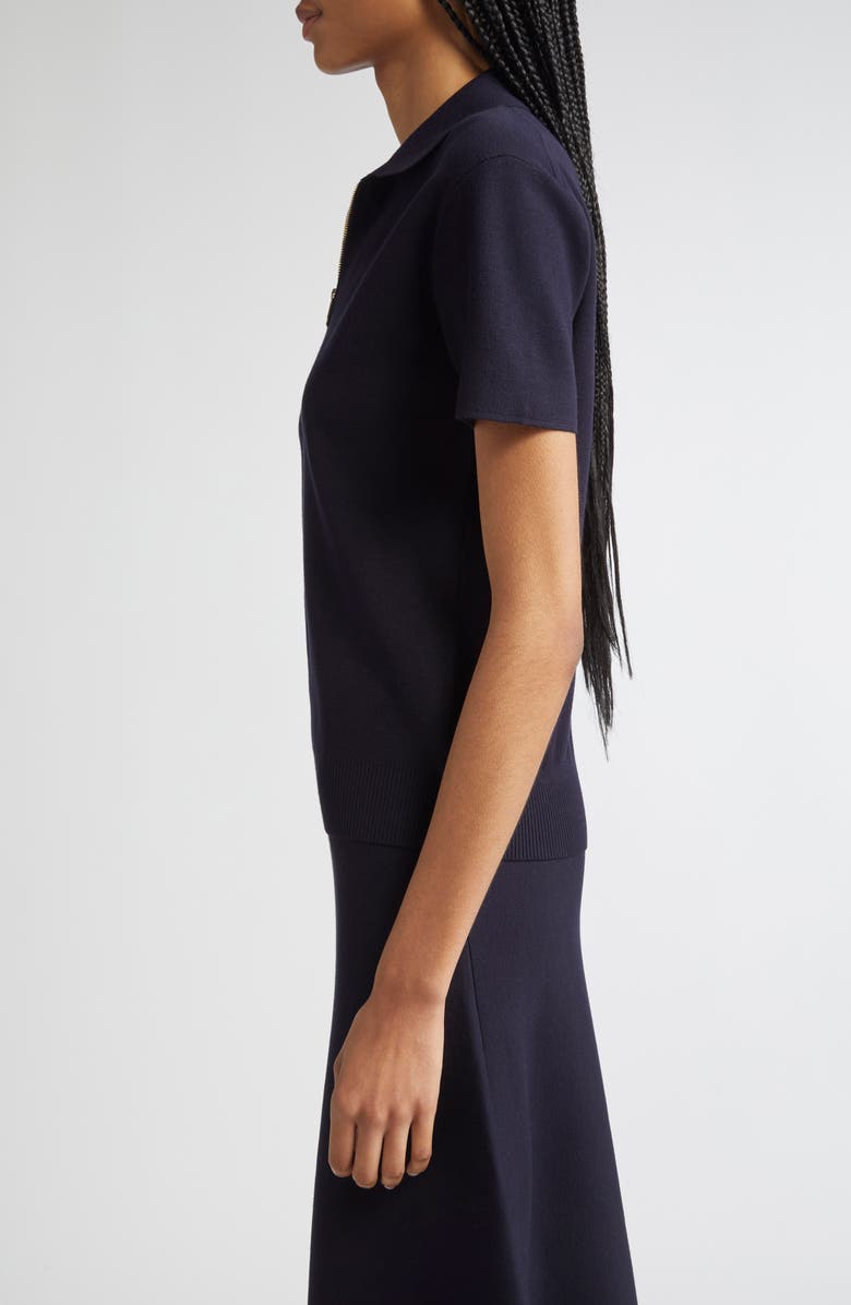 Max Mara Studio Teti Half Zip Polo, Alternate, color, Navy