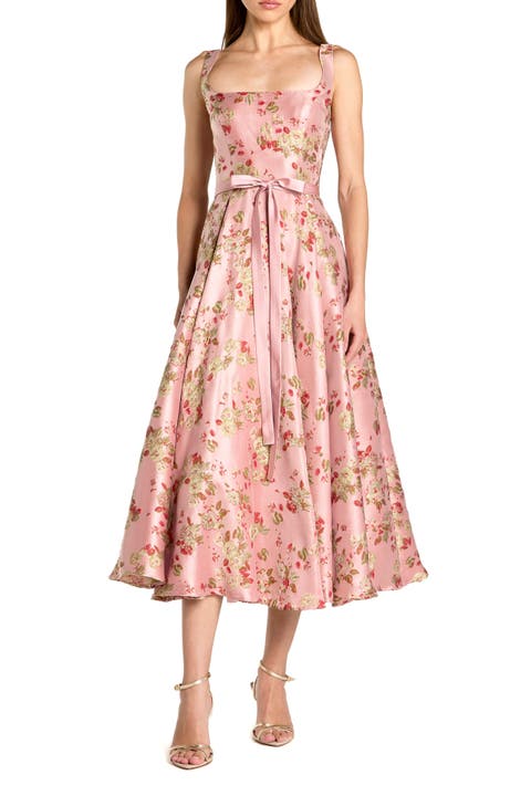 Sleeveless Brocade A Line Midi Dress