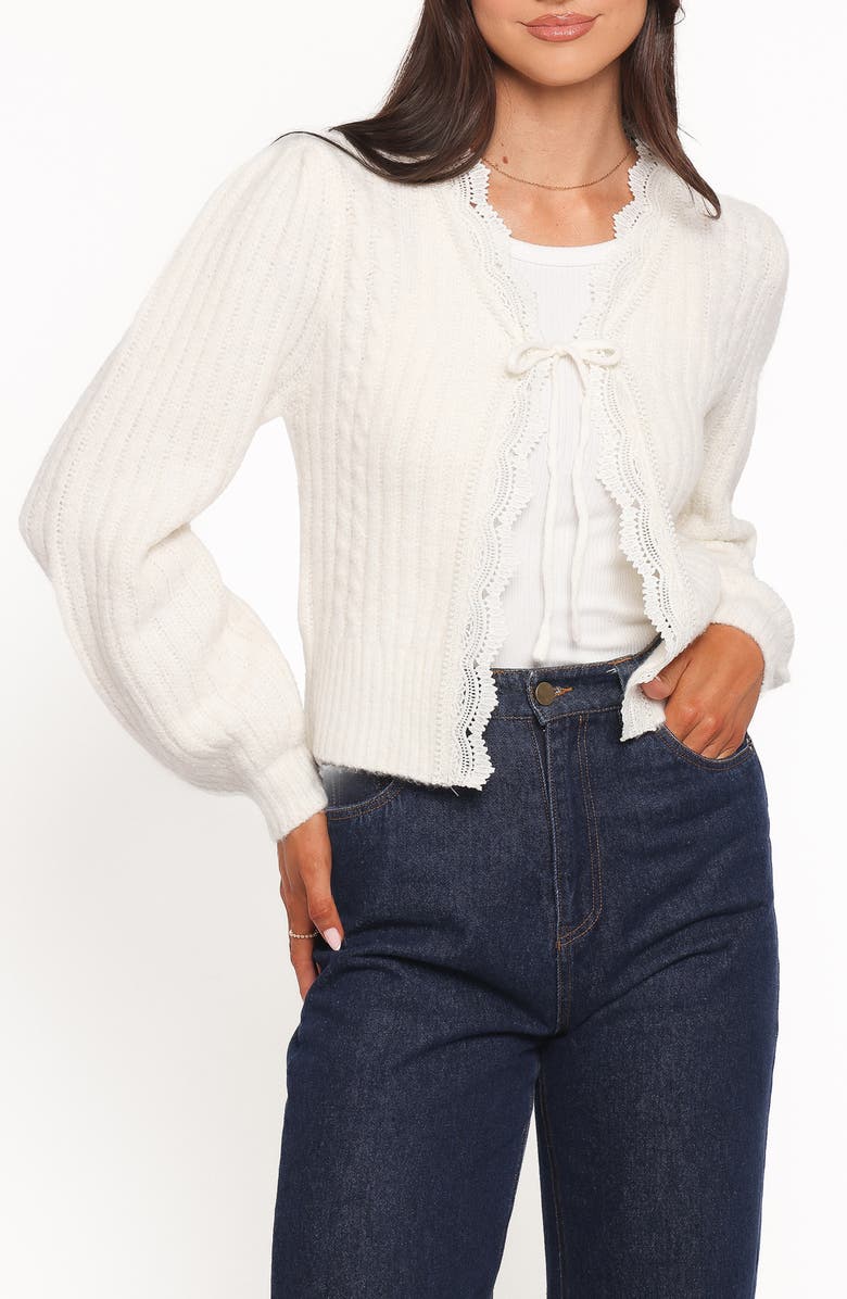 Petal & Pup Silvie Tie Front Cardigan, Main, color, Cream