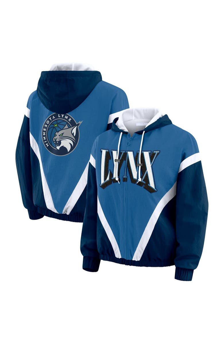 WEAR by Erin Andrews Women's WEAR by Erin Andrews Navy/Blue Minnesota Lynx Colorblock Full-Zip Hoodie Windbreaker Jacket, Main, color, 