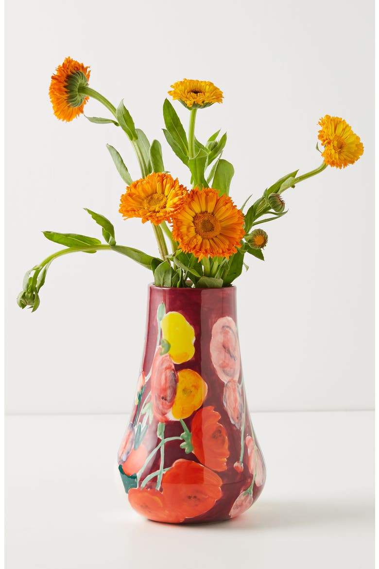 Anthropologie Medium Lizzie Vase, Main, color, RED