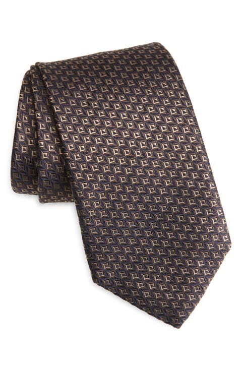 Geometric Pattern Silk Jacquard Tie
